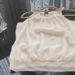 White Cache silk top.